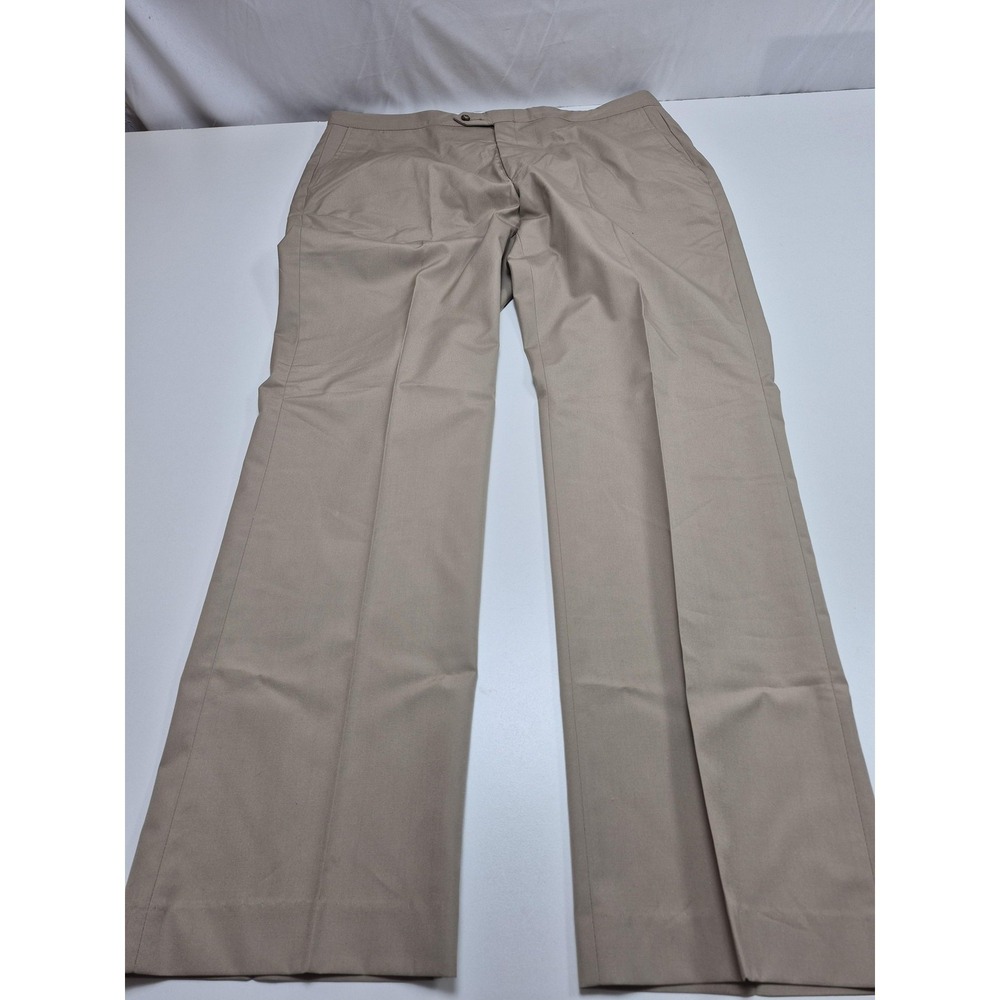 Sansabelt Sport Dress Pants Mens 40x33 Beige Flat Front Elastic Waist Chino
